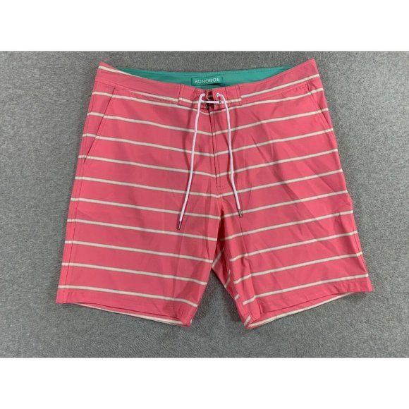 Bonobos Striped Lined Swim‎ Trunks Shorts (Men's Size 38) Pink - Picture 1 of 9